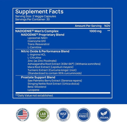 Selerb NAD+ Supplements for Men – Nitric Oxide Prostate Health Supplements for Men with Resveratrol, CoQ10, L Citrulline and Lycopene for Anti-Aging, Stamina & Cellular Energy Support 60 Capsules